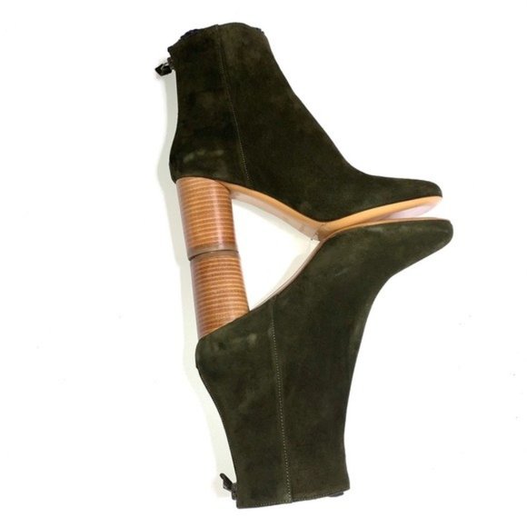 NIOB Sandro Paris Forest Green Suede Boots - Picture 2 of 7